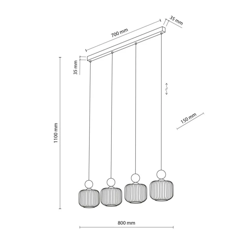 Lampa wisząca BALLO sabia beżowa klosz biały 4xE14