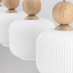 Lampa wisząca BALLO sabia beżowa klosz biały 4xE14