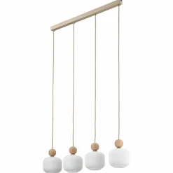 Lampa wisząca BALLO sabia beżowa klosz biały 4xE14