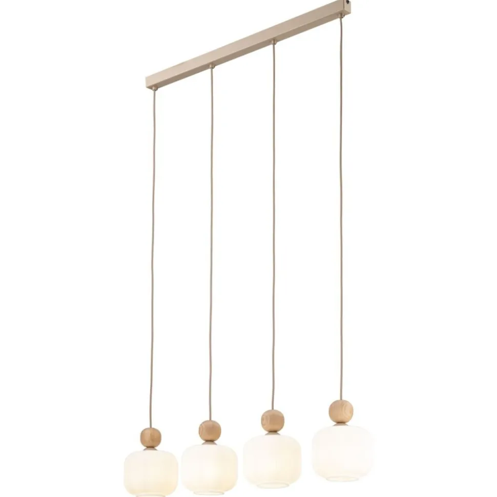 Lampa wisząca BALLO sabia beżowa klosz biały 4xE14