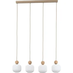 Lampa wisząca BALLO sabia beżowa klosz biały 4xE14