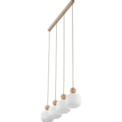 Lampa wisząca BALLO sabia beżowa klosz biały 4xE14