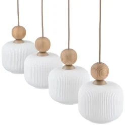 Lampa wisząca BALLO sabia beżowa klosz biały 4xE14