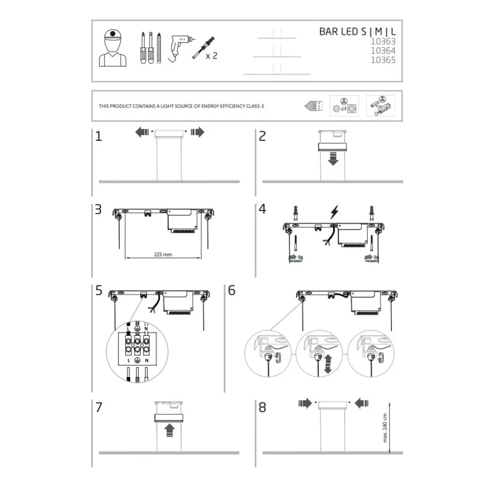 Lampa Wisząca BAR Czarny 27W LED 3000K 180cm