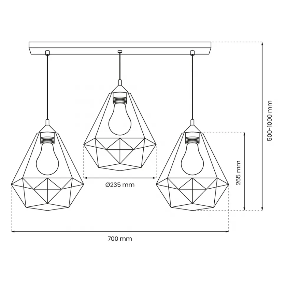 Lampa Wisząca BASKET Biały Metalowe Klosze 3xE27