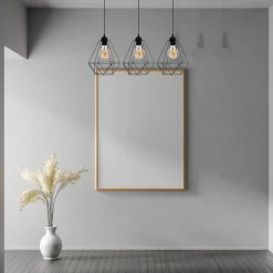 Lampa Wisząca BASKET Czarny Metalowy Klosz 3xE27
