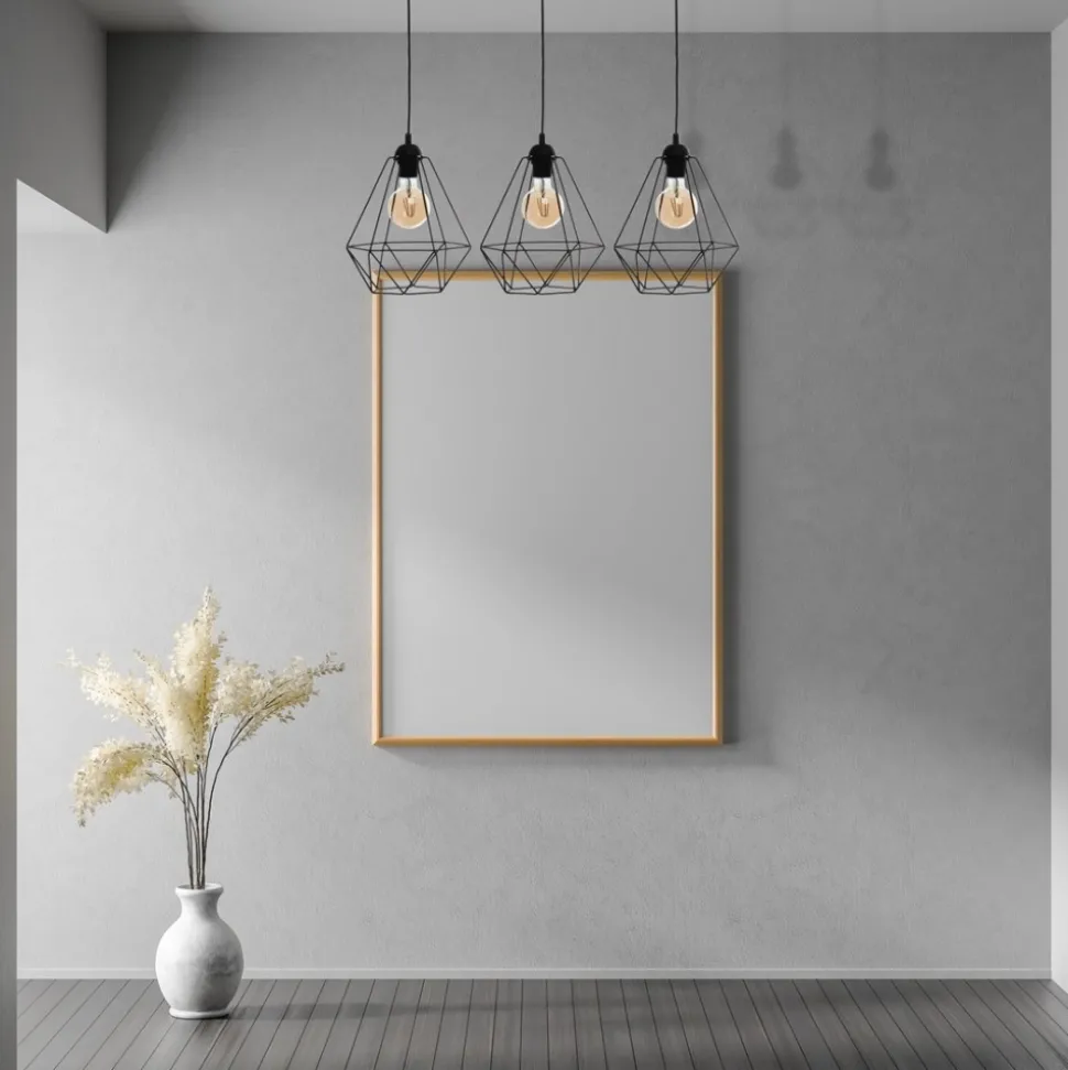 Lampa Wisząca BASKET Czarny Metalowy Klosz 3xE27