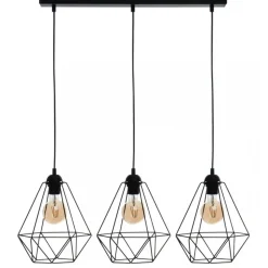 Lampa Wisząca BASKET Czarny Metalowy Klosz 3xE27