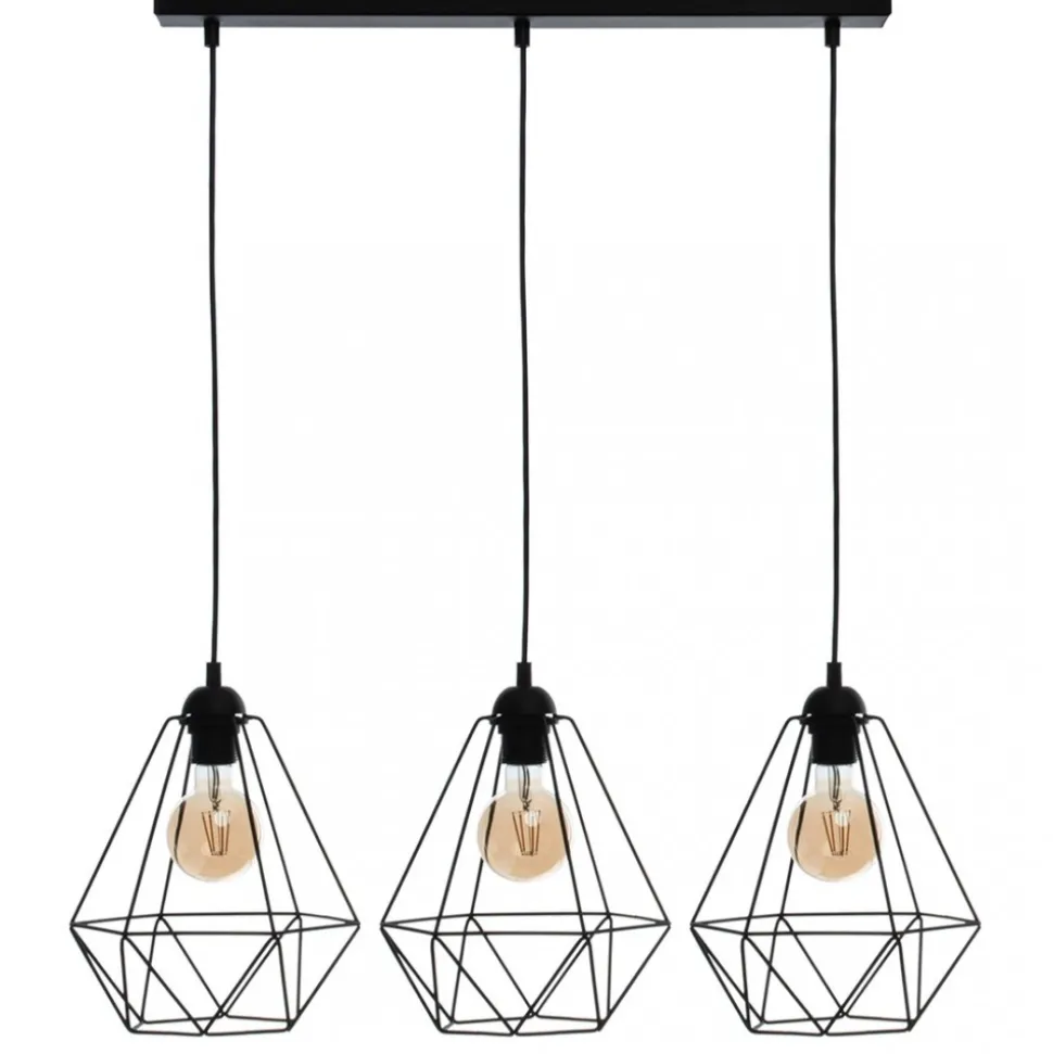 Lampa Wisząca BASKET Czarny Metalowy Klosz 3xE27