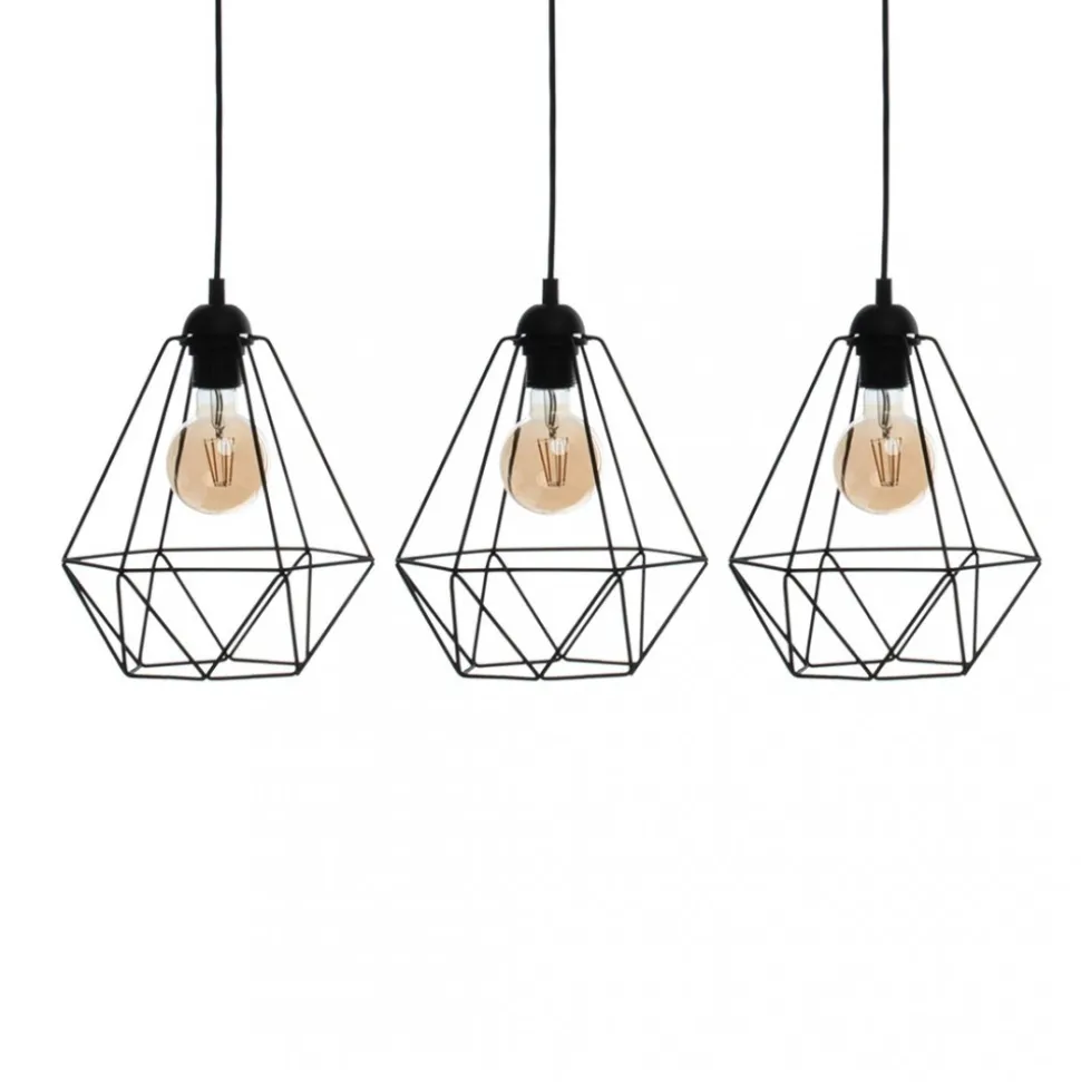 Lampa Wisząca BASKET Czarny Metalowy Klosz 3xE27