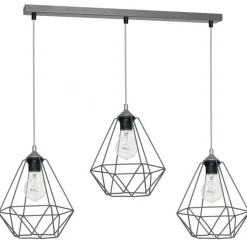 Lampa Wisząca BASKET Szary Metalowy Klosz 3xE27