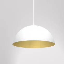 Lampa Wisząca BETA Biały Złoty Metalowy Klosz 1xE27 35cm