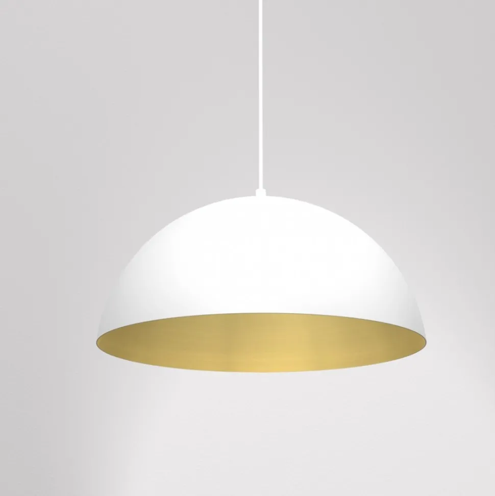Lampa Wisząca BETA Biały Złoty Metalowy Klosz 1xE27 35cm