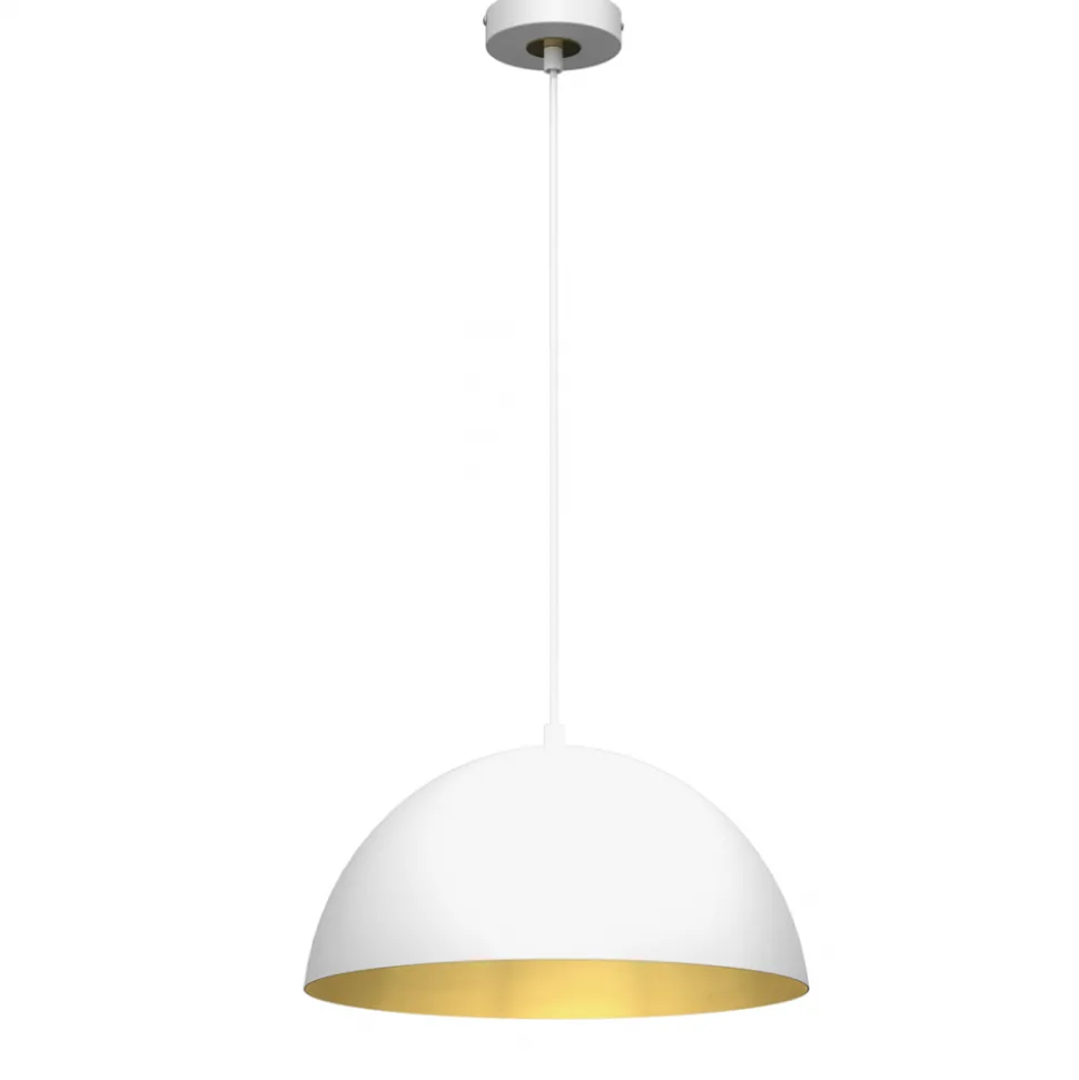 Lampa Wisząca BETA Biały Złoty Metalowy Klosz 1xE27 35cm