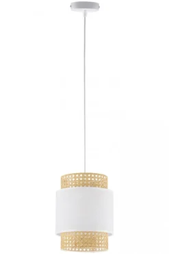 Lampa Wisząca BOHO Biały Beżowy Abażur 1xE27 20cm