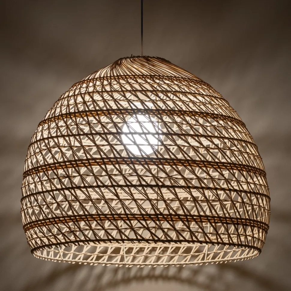 Lampa Wisząca BOHO Biały Brązowy Abażur 1xE27 60cm
