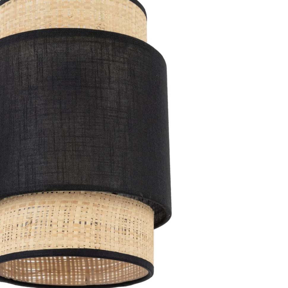 Lampa Wisząca BOHO Czarny Beżowy Abażur 1xE27 20cm