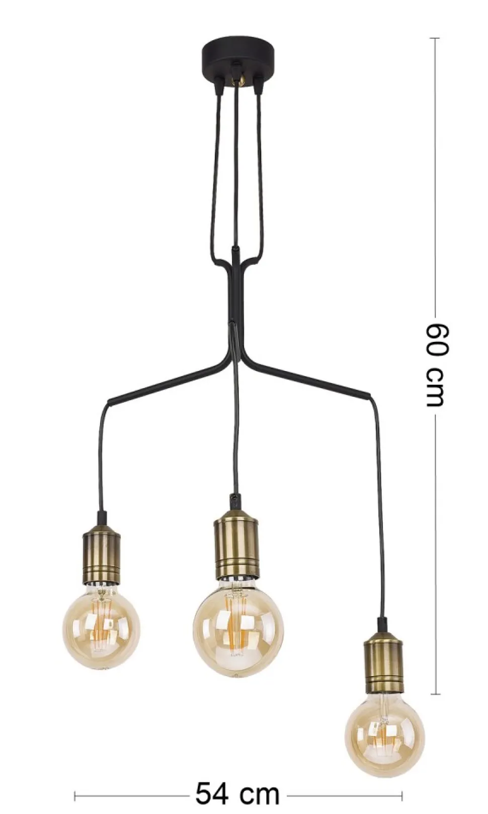 Lampa Wisząca BORNEO Czarny Patyna 3xE27