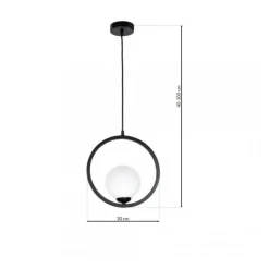 Lampa Wisząca BOSTON Czarny Szklany Klosz 1xE14 14cm