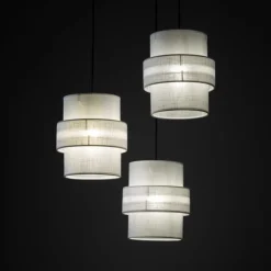 Lampa wisząca CALISTO czarna abażur biały 3xE27