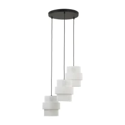 Lampa wisząca CALISTO czarna abażur biały 3xE27