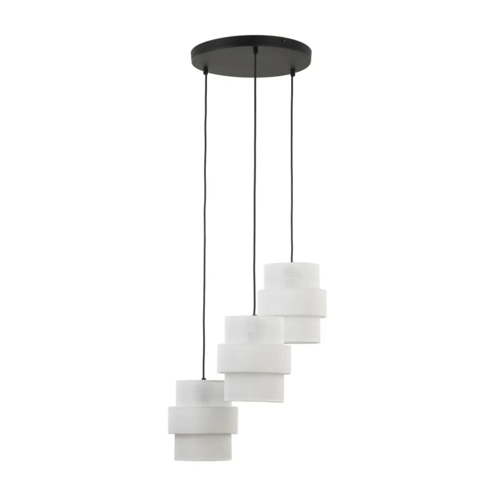 Lampa wisząca CALISTO czarna abażur biały 3xE27