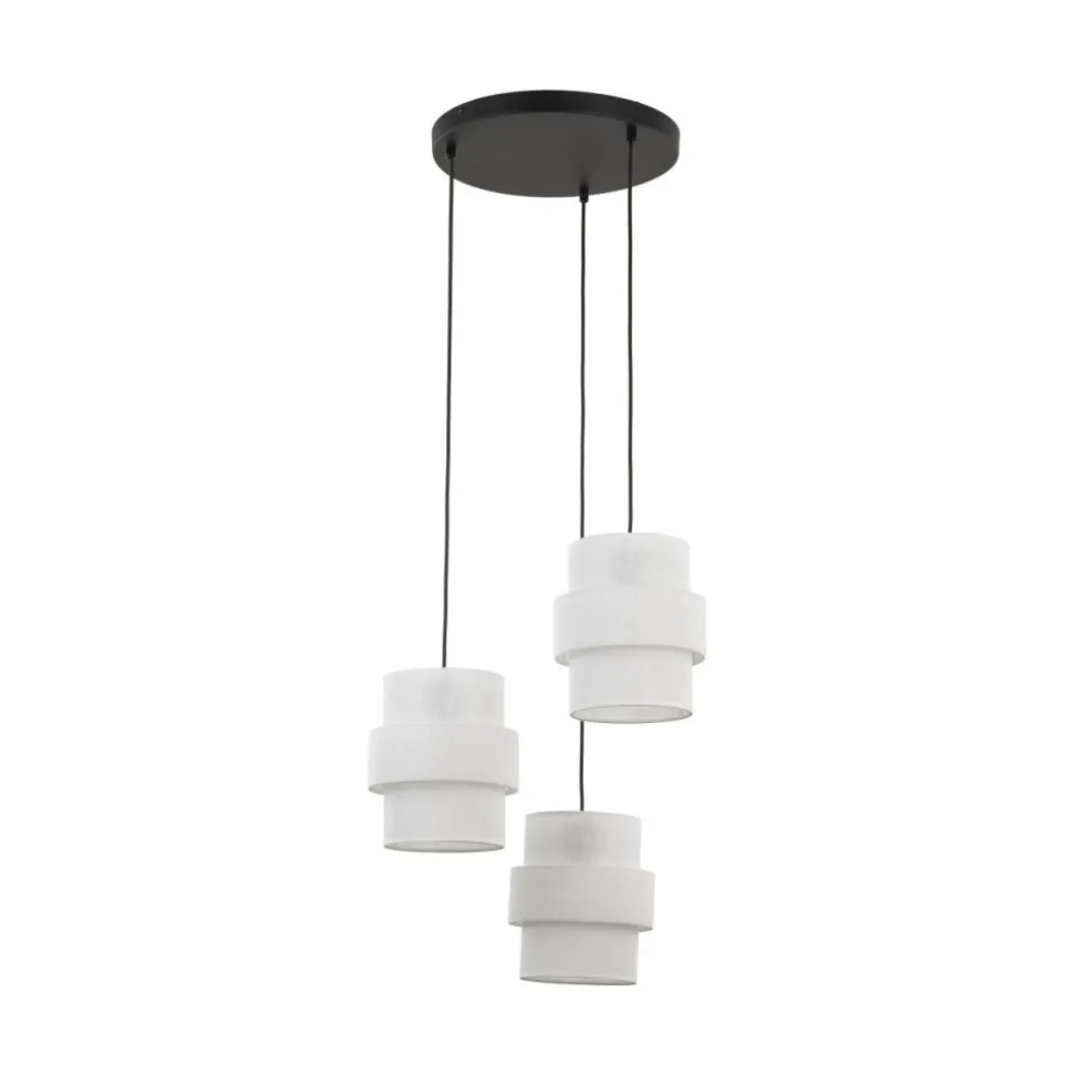 Lampa wisząca CALISTO czarna abażur biały 3xE27