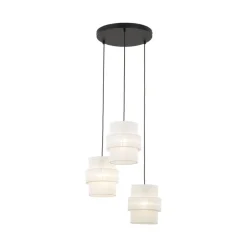 Lampa wisząca CALISTO czarna abażur biały 3xE27