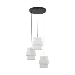 Lampa wisząca CALISTO czarna abażur biały 3xE27