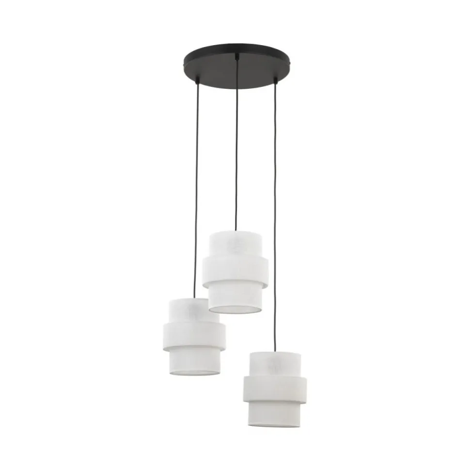 Lampa wisząca CALISTO czarna abażur biały 3xE27