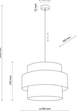 Lampa Wisząca CALISTO Czarny Abażur 1xE27 50cm