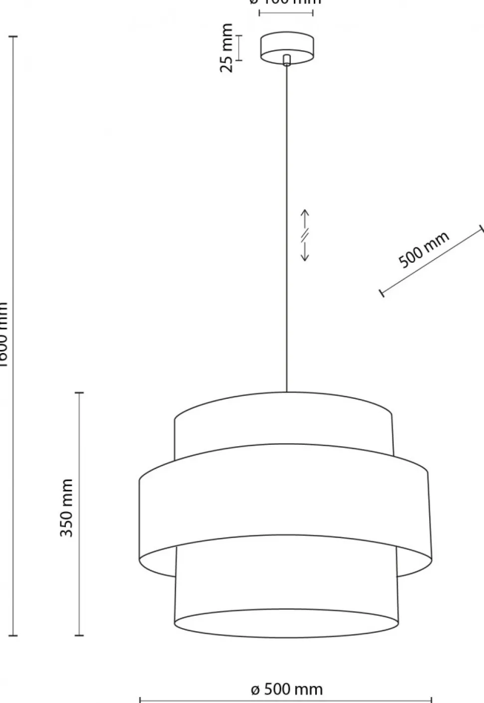 Lampa Wisząca CALISTO Czarny Abażur 1xE27 50cm