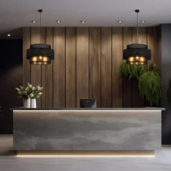 Lampa Wisząca CALISTO Czarny Abażur 3xE27 50cm