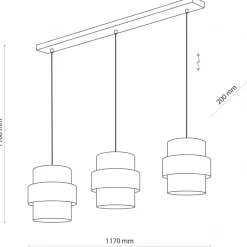 Lampa Wisząca CALISTO Czarny Złoty Abażury 3xE27