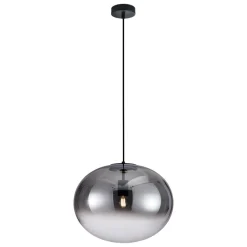 Lampa Wisząca CAMPANIA Czarny Szklany Klosz 1xE27 40cm
