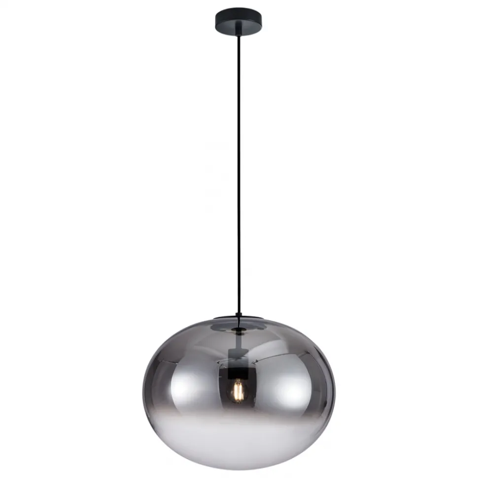 Lampa Wisząca CAMPANIA Czarny Szklany Klosz 1xE27 40cm