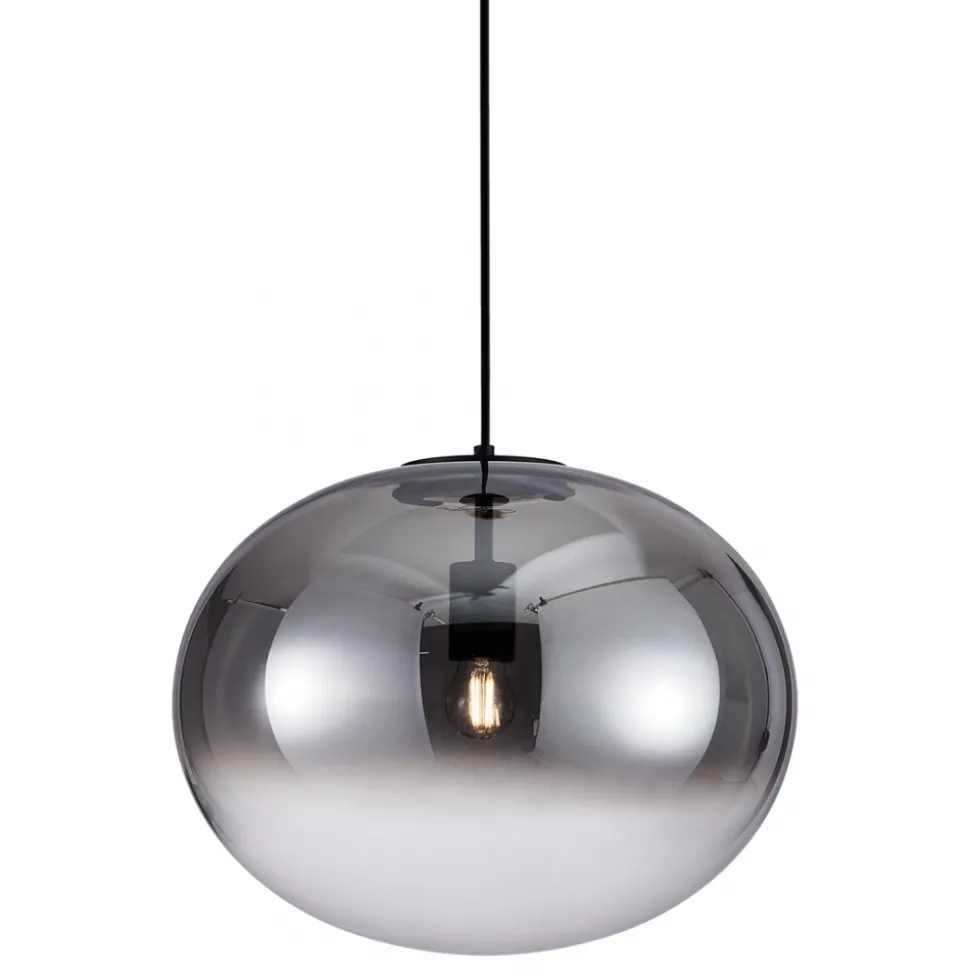 Lampa Wisząca CAMPANIA Czarny Szklany Klosz 1xE27 40cm