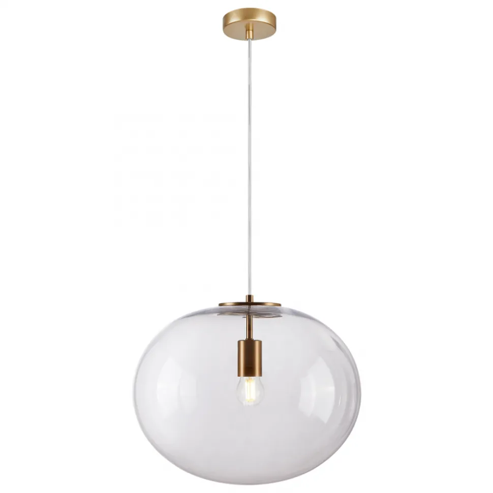 Lampa Wisząca CAMPANIA Złoty Transparentny Szklany Klosz 1xE27 40cm