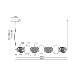 Lampa Wisząca CARO Srebrny Szklane Klosze 42W LED