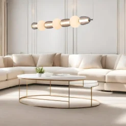 Lampa Wisząca CARO Srebrny Szklane Klosze 42W LED