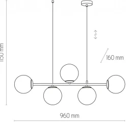 Lampa Wisząca CELESTE Czarny Szklane Klosze 5xE27