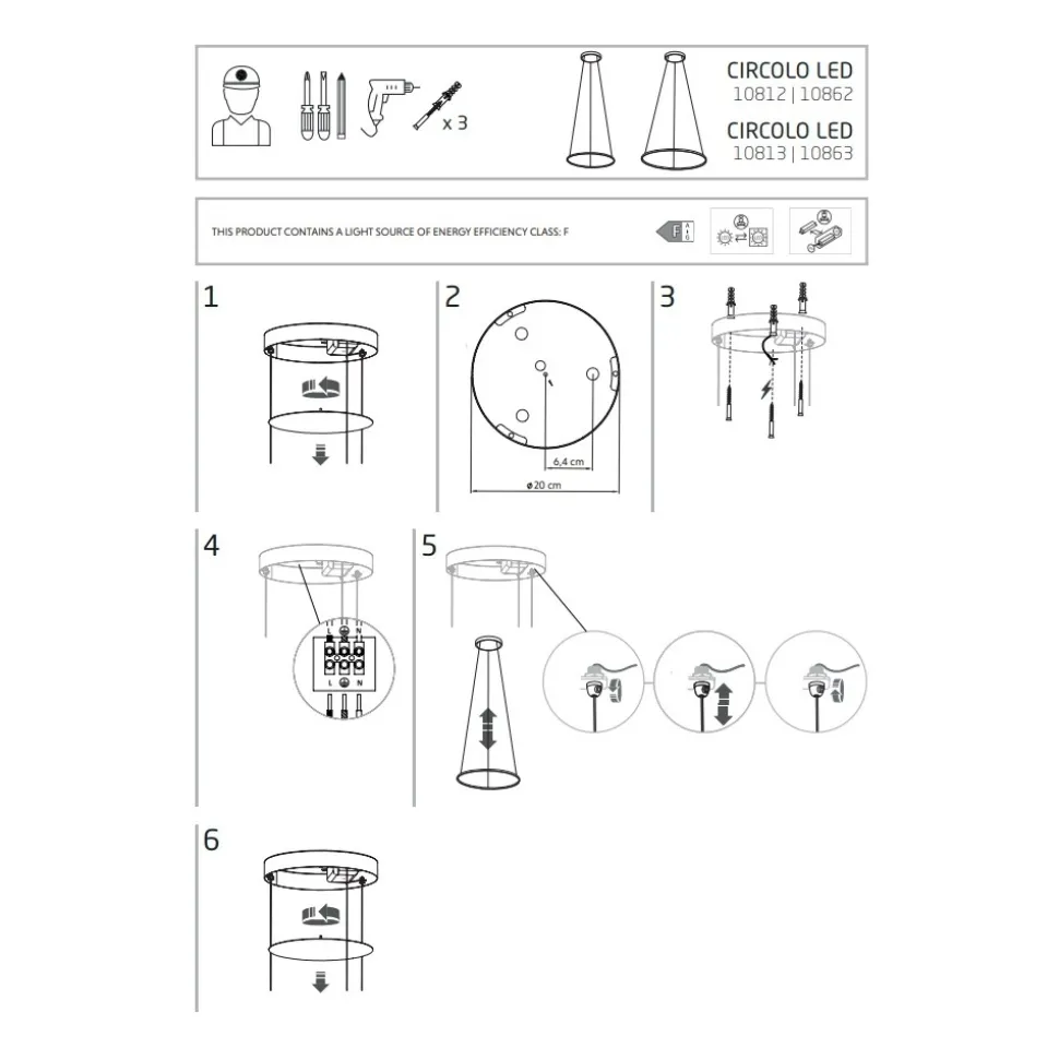 Lampa Wisząca CIRCOLO Czarny 18W LED 4000K 45cm
