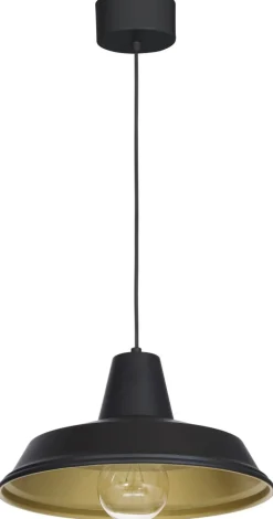 Lampa Wisząca CLASS Czarny Złoty Metalowy Klosz 1xE27 36cm