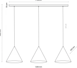 Lampa Wisząca CONO Czarny Metalowe Klosze 3xE27