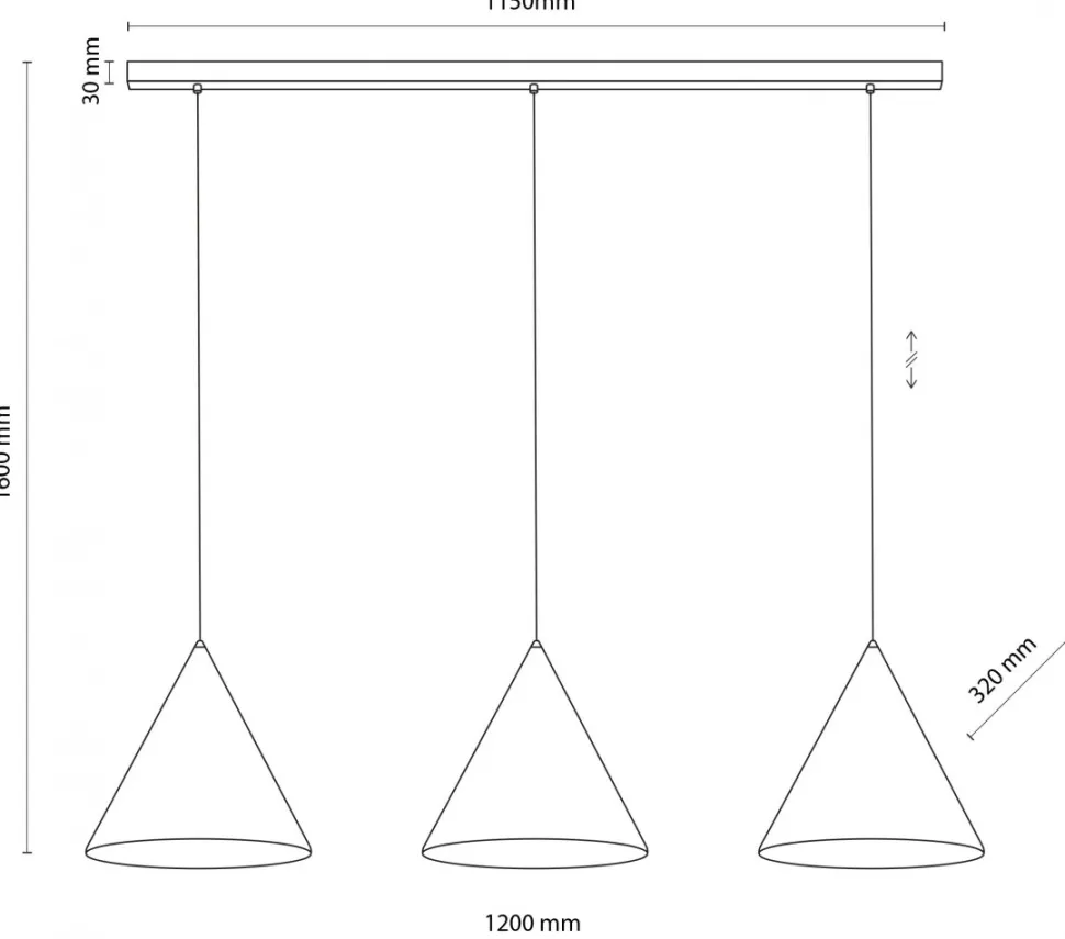 Lampa Wisząca CONO Czarny Metalowe Klosze 3xE27