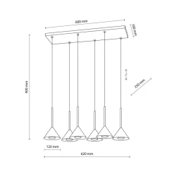 Lampa wisząca CONO MINI czarna 6xGU10
