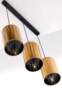 Lampa wisząca CORTINA czarna złoty klosz 3xE27