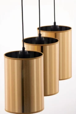 Lampa wisząca CORTINA czarna złoty klosz 3xE27