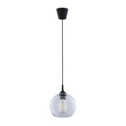 Lampa Wisząca CUBUS Czarny Transparentny Szklany Klosz 1xE27 20cm