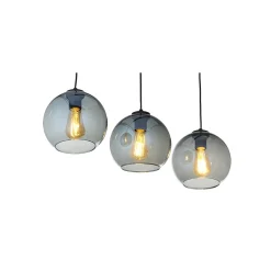 Lampa Wisząca CUBUS Czarny Grafitowy Listwa Szklane Klosze 3xE27